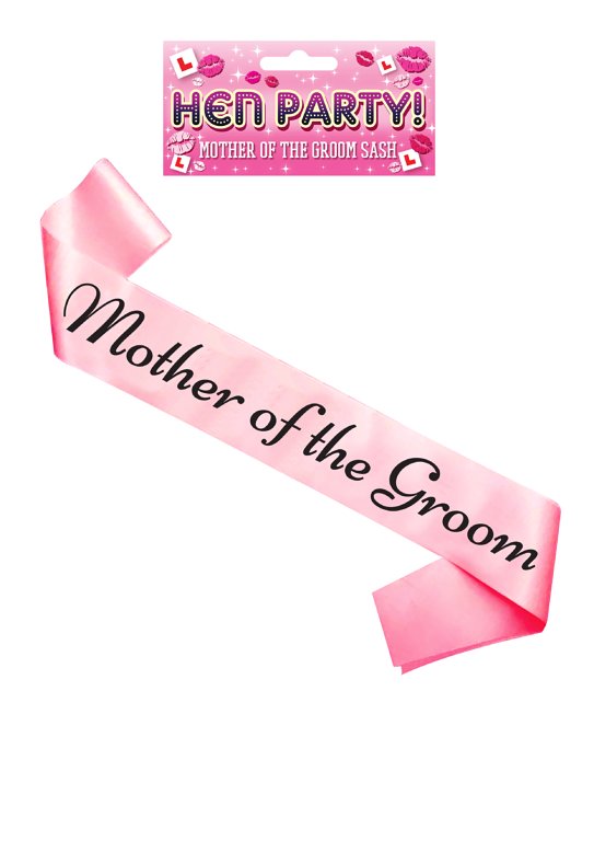 Mother of the Groom Hen Party Sash (Pink with Black Text)