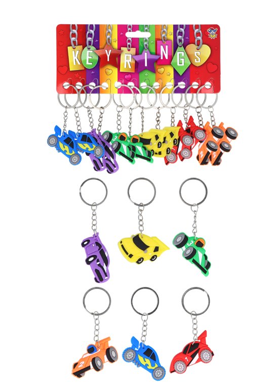 Racing Car Keychains 12-Pack (5cm) 6 Assorted Designs