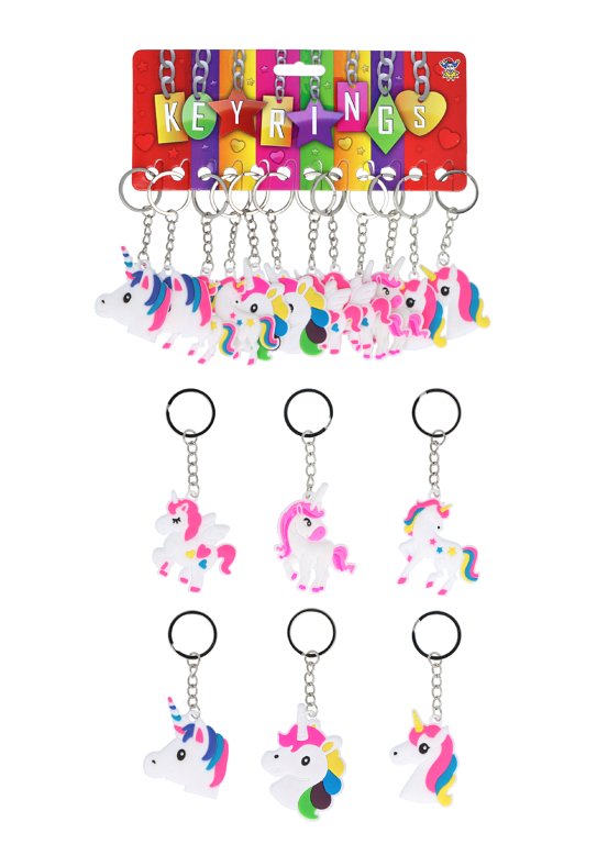 Unicorn Keychains 12-Pack (5cm) 6 Assorted Designs
