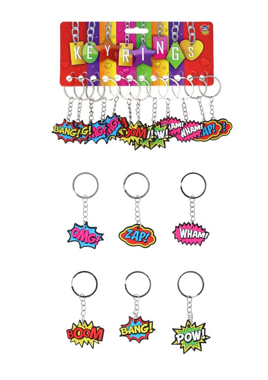 Comic Impact Keychains 12-Pack (5cm) 6 Assorted Designs