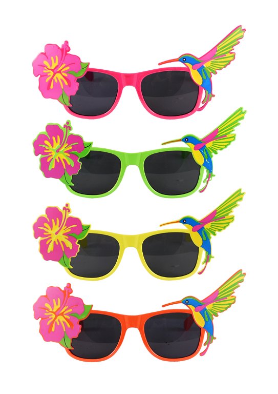 Tropical Style Glasses with Dark Lenses (4 Assorted Neon Colours)