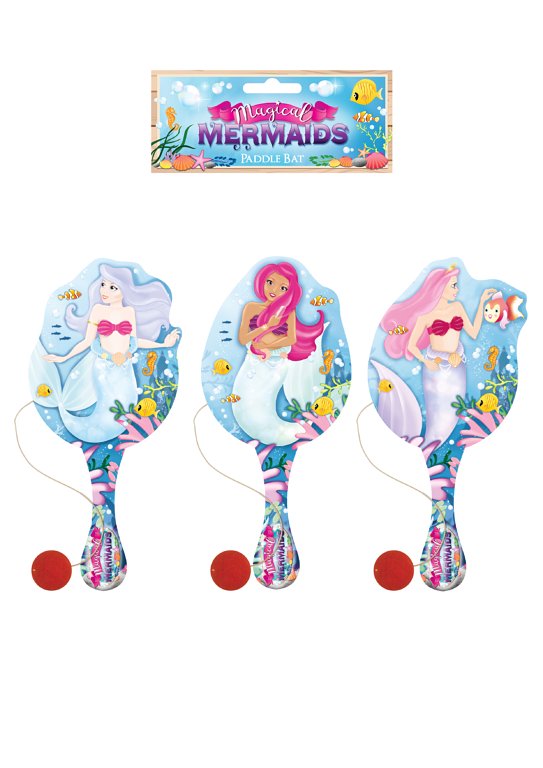 Mermaid Wooden Paddle Bat and Ball Games (22cm) 3 Assorted Designs